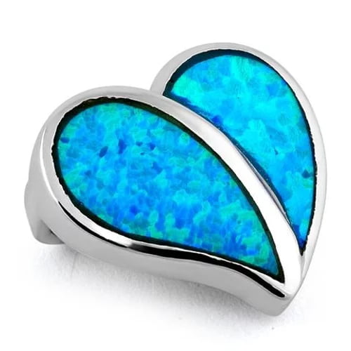 image of p 19 blue opal sterling silver heart pendant