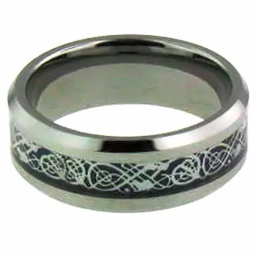 image of blue comfort fit tungsten ring