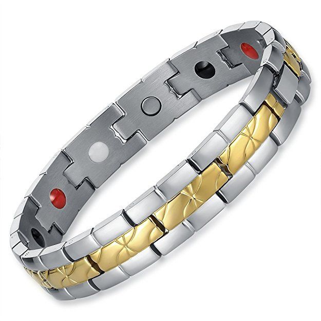 image of the gold plated center band stainless steel bracelet